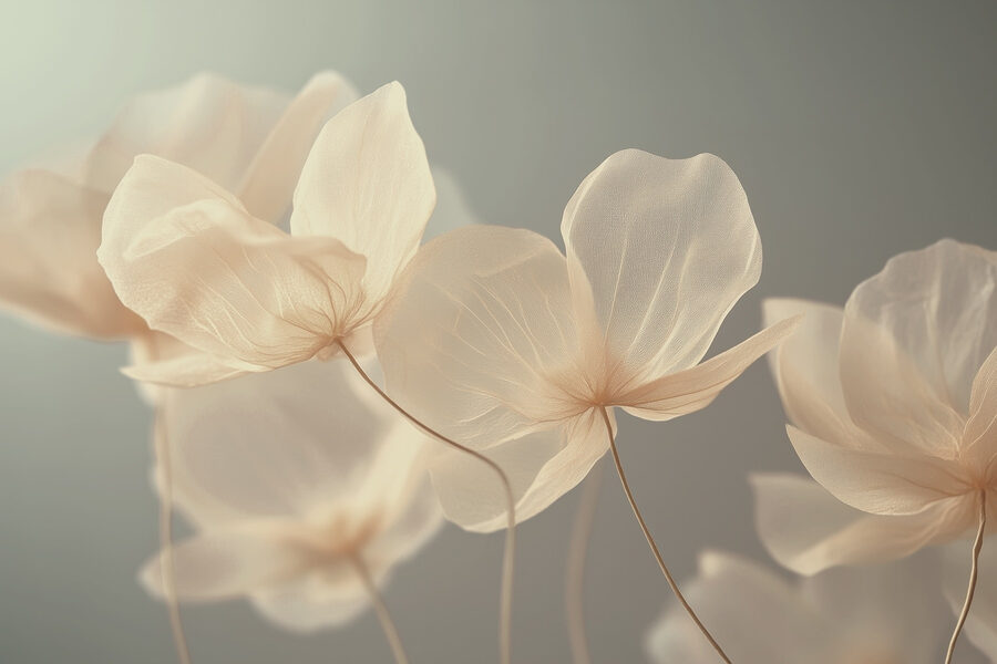Delicadas flores en tonos suaves.