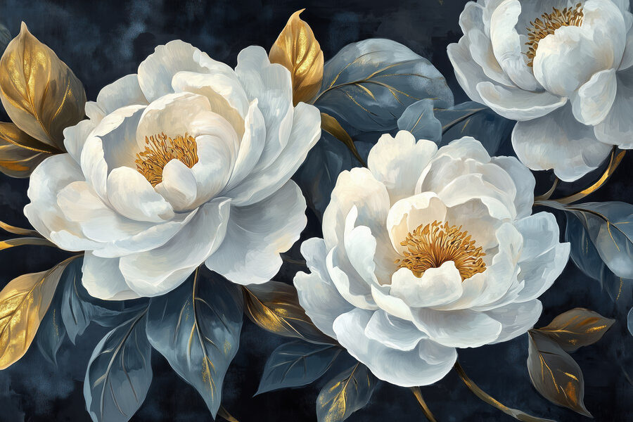 Elegantes flores sobre fondo oscuro