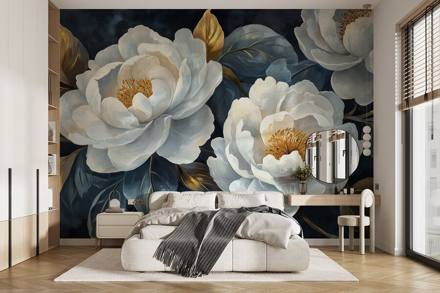Elegantes flores sobre fondo oscuro