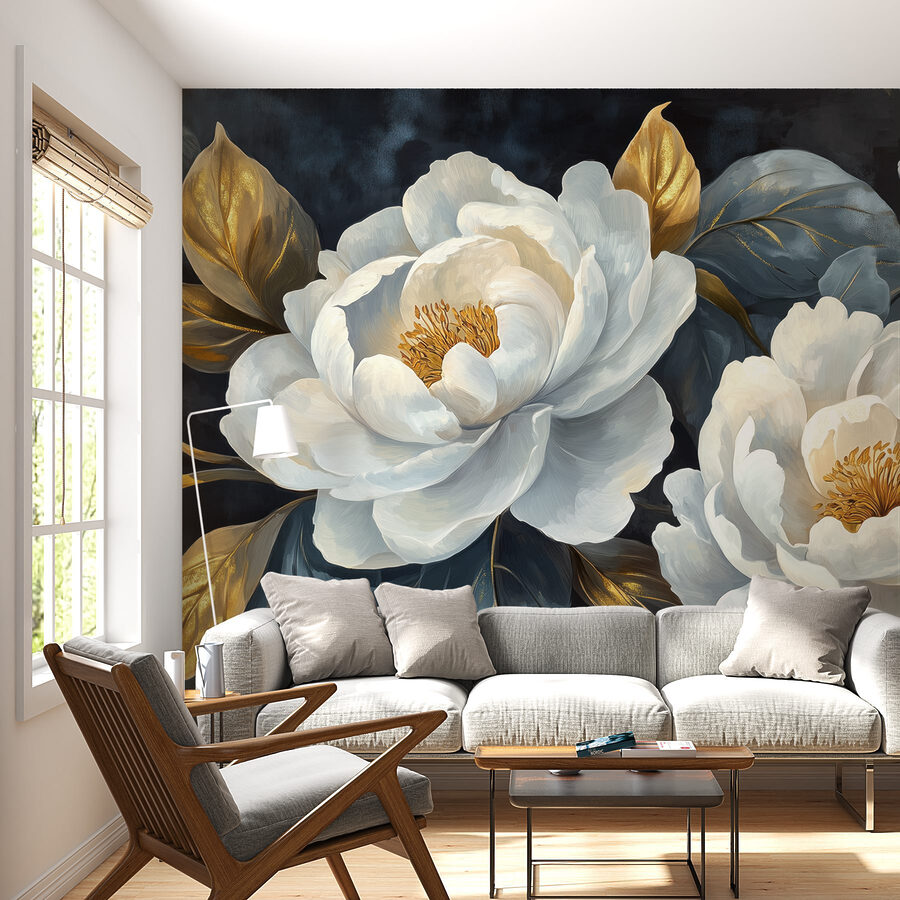 Elegantes flores sobre fondo oscuro