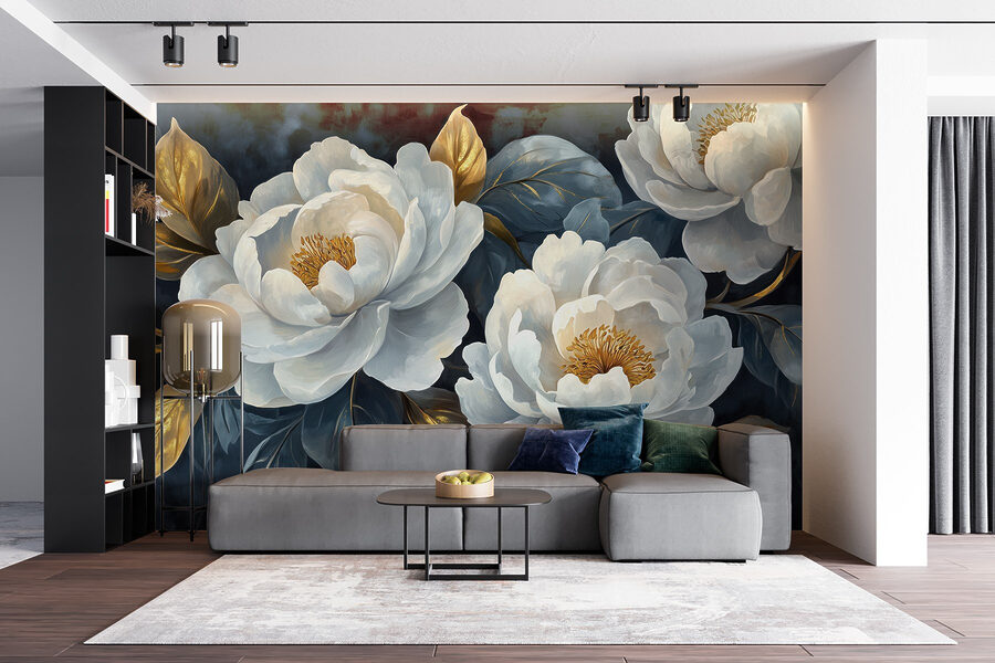 Elegantes flores sobre fondo oscuro