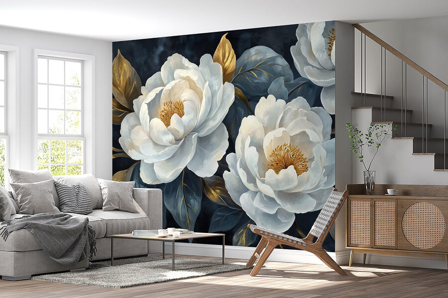 Elegantes flores sobre fondo oscuro