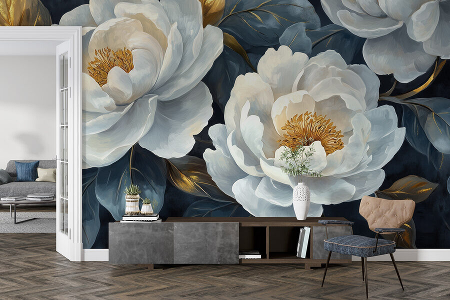 Elegantes flores sobre fondo oscuro