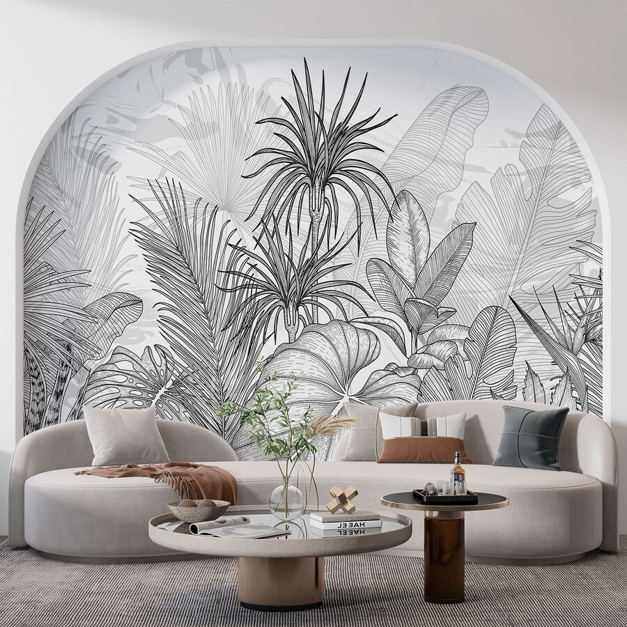 Dibujo de plantas en blanco y negro
