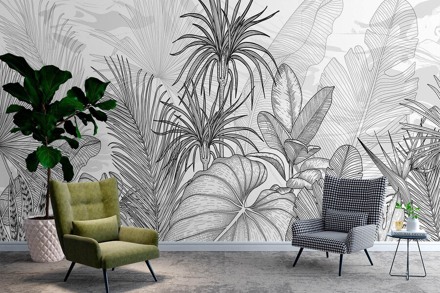 Dibujo de plantas en blanco y negro