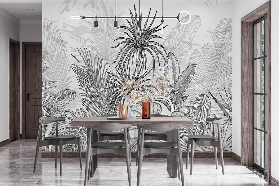 Dibujo de plantas en blanco y negro