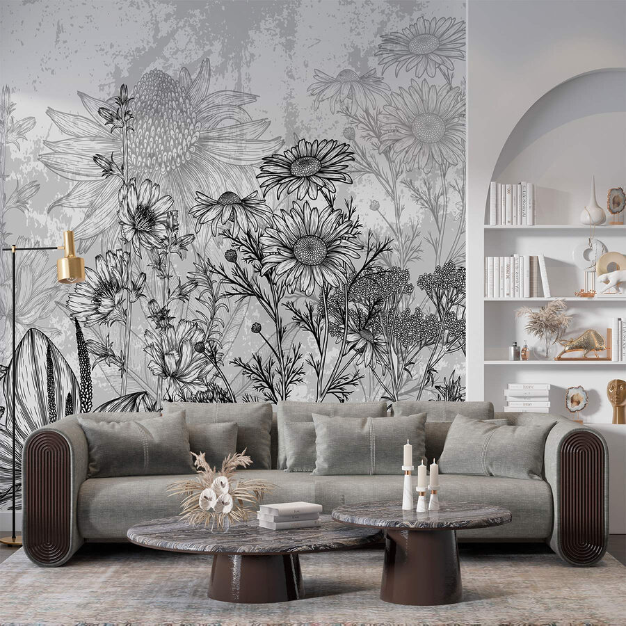 Imagen de flores en blanco y negro
