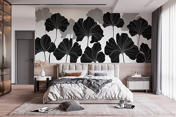 Diseño floral en blanco y negro Diseño floral en blanco y negro