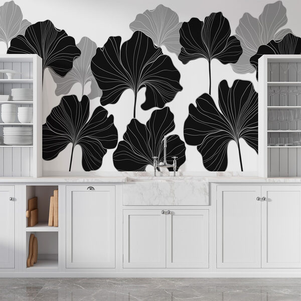 Diseño floral en blanco y negro Diseño floral en blanco y negro