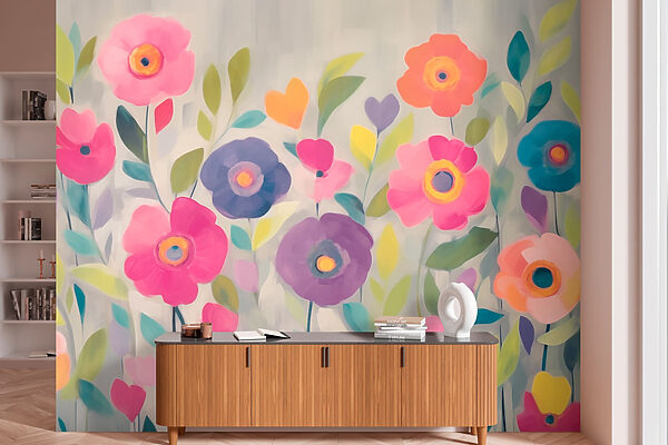 Pintura de flores y hojas Pintura de flores y hojas