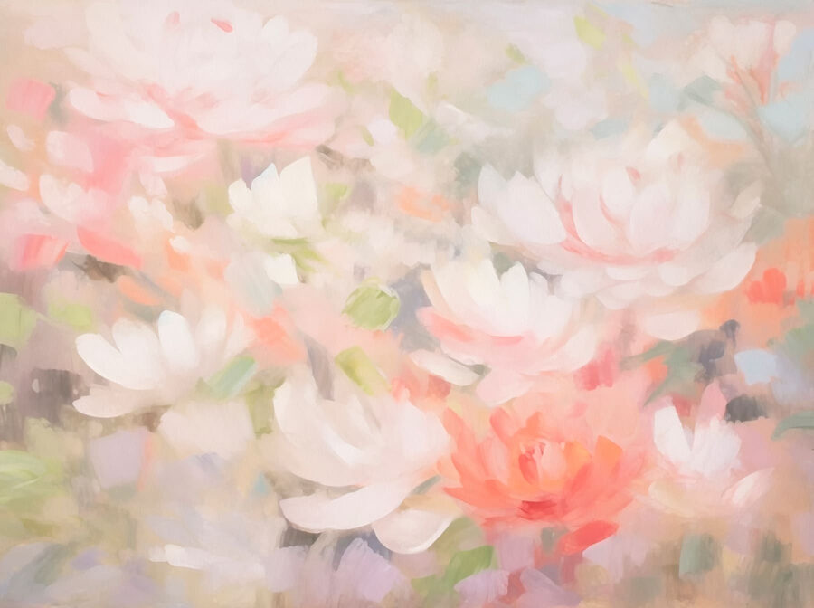 Pintura de flores sobre una superficie blanca