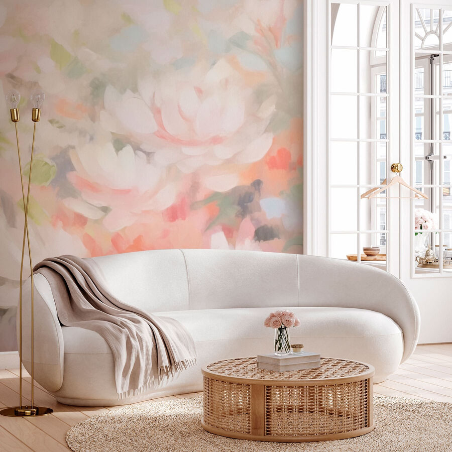 Pintura de flores sobre una superficie blanca
