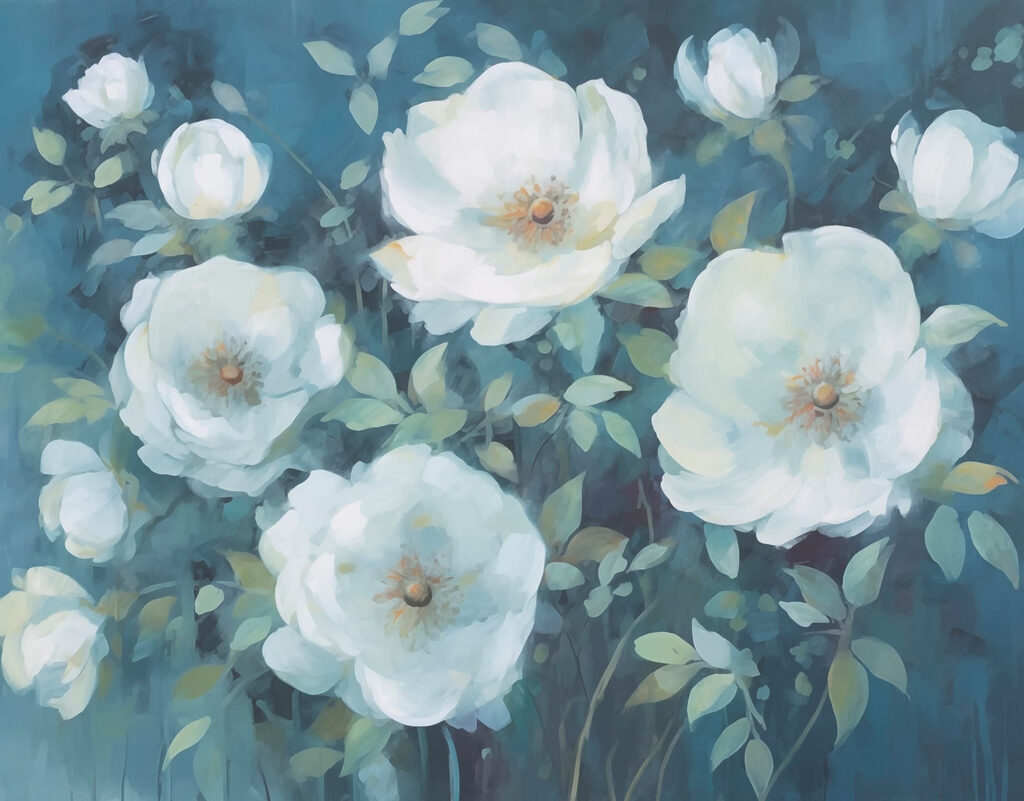 Pintura de flores blancas Pintura de flores blancas