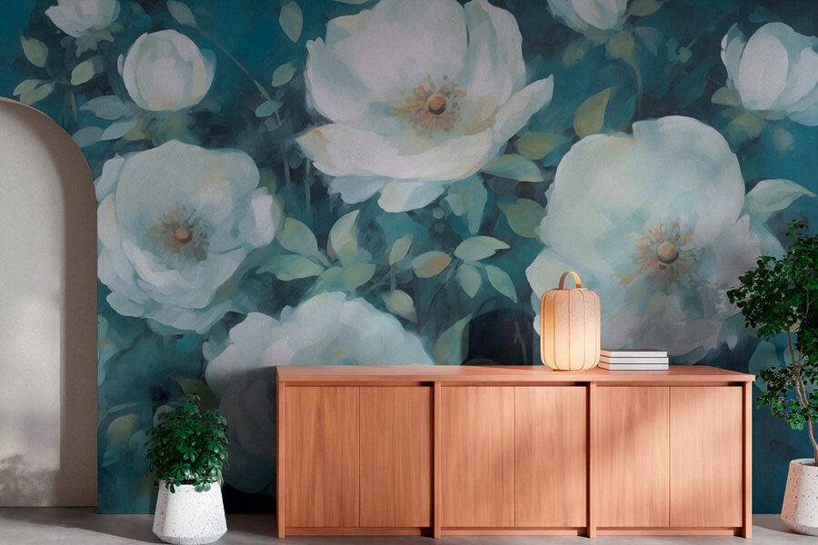Pintura de flores blancas