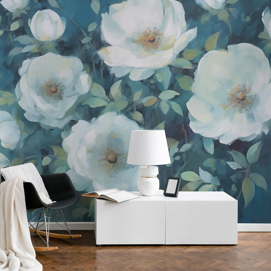 Pintura de flores blancas