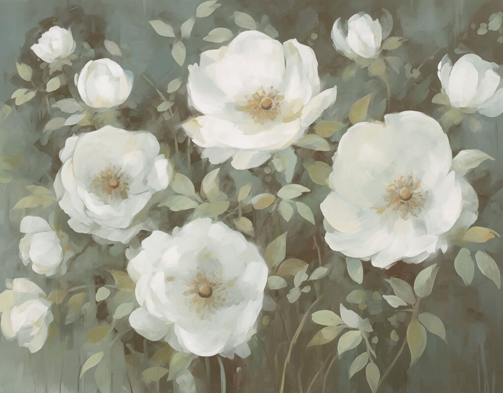 Pintura de flores blancas Pintura de flores blancas