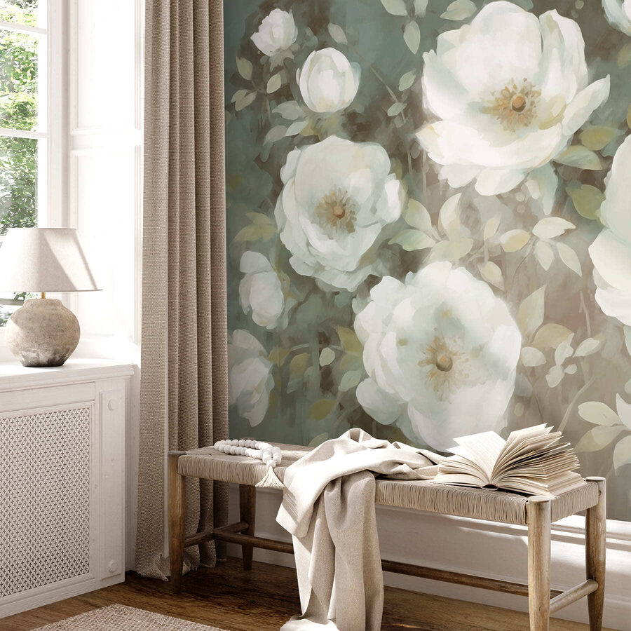 Pintura de flores blancas