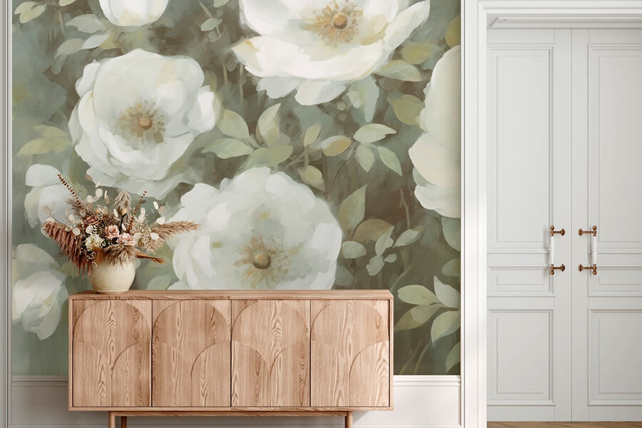 Pintura de flores blancas