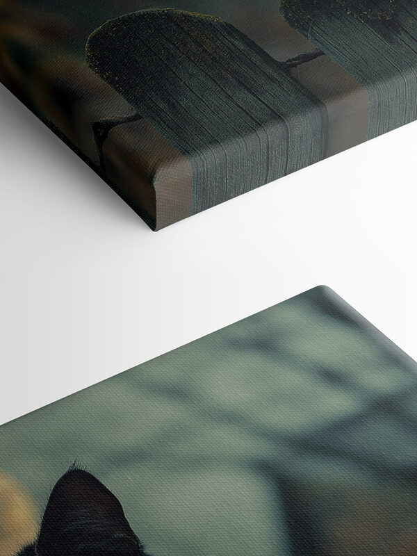 Black cat with yellow eyes behind a fence Black cat with yellow eyes behind a fence