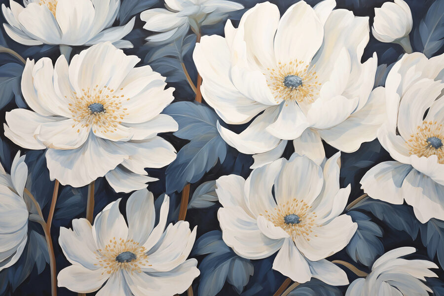 Pintura de flores blancas