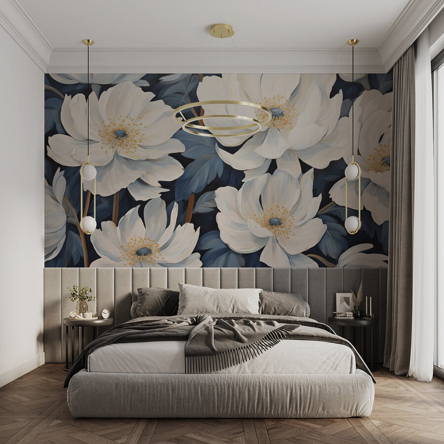 Pintura de flores blancas