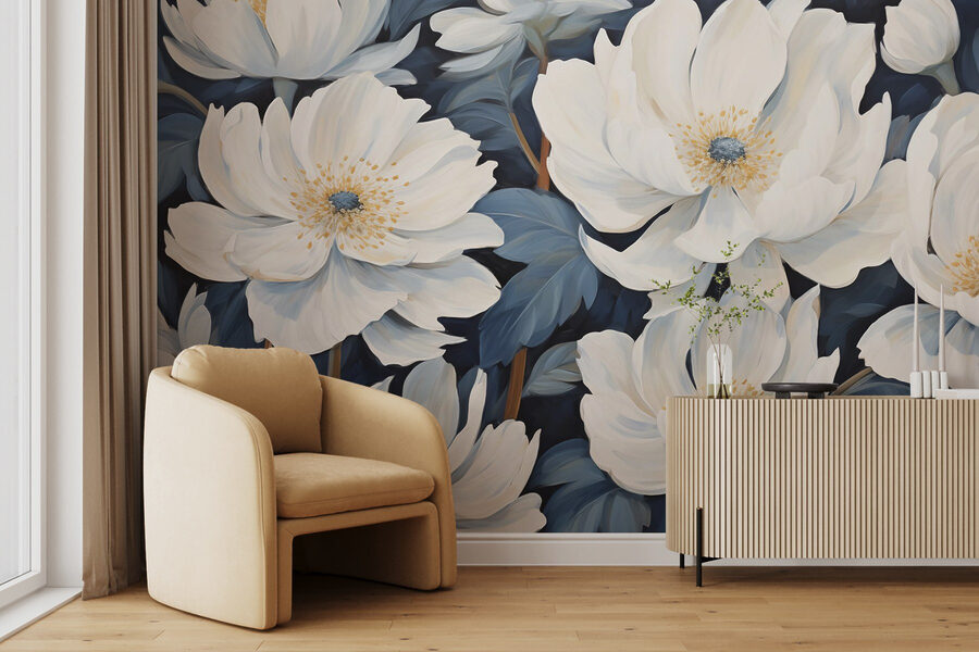 Pintura de flores blancas
