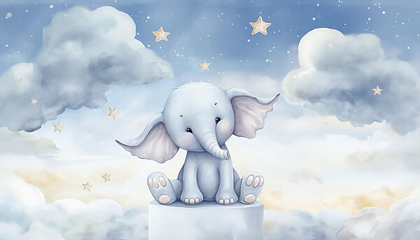 Viñeta de un elefante sentado en una plataforma Viñeta de un elefante sentado en una plataforma