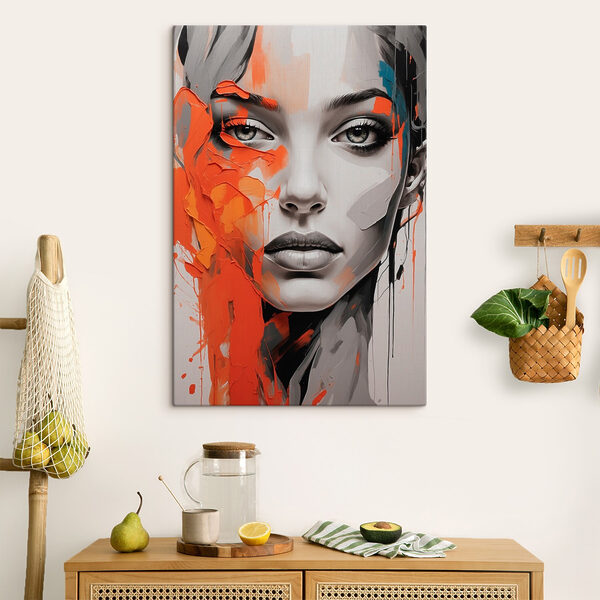 Cuadros Cuadro de una mujer con pintura naranja en la cara (SKU: s41764) Cuadros Cuadros Cuadro de una mujer con pintura naranja en la cara (SKU: s41764)