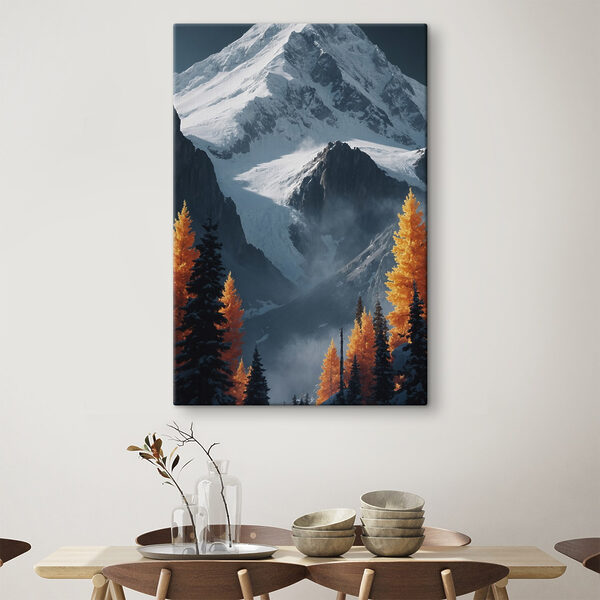 Snowy mountain with trees and snow Snowy mountain with trees and snow