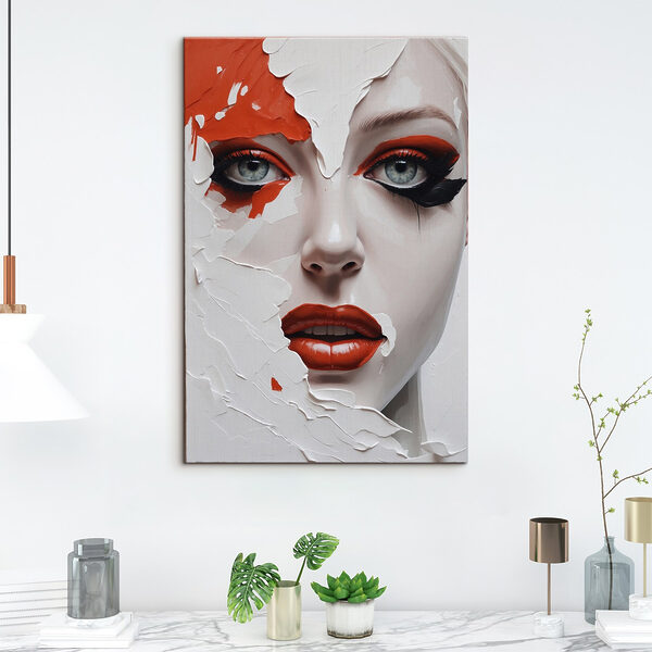 Woman with orange and black makeup