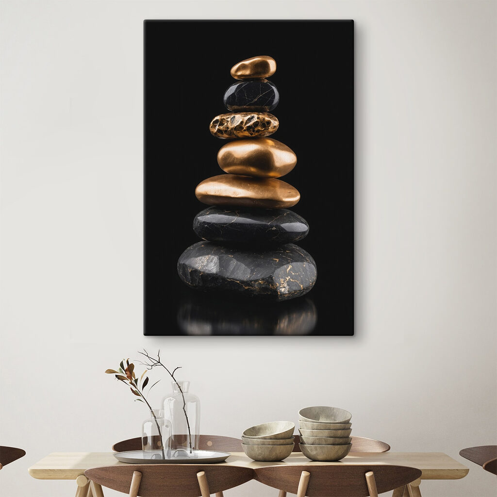 Balanced stones on a dark background