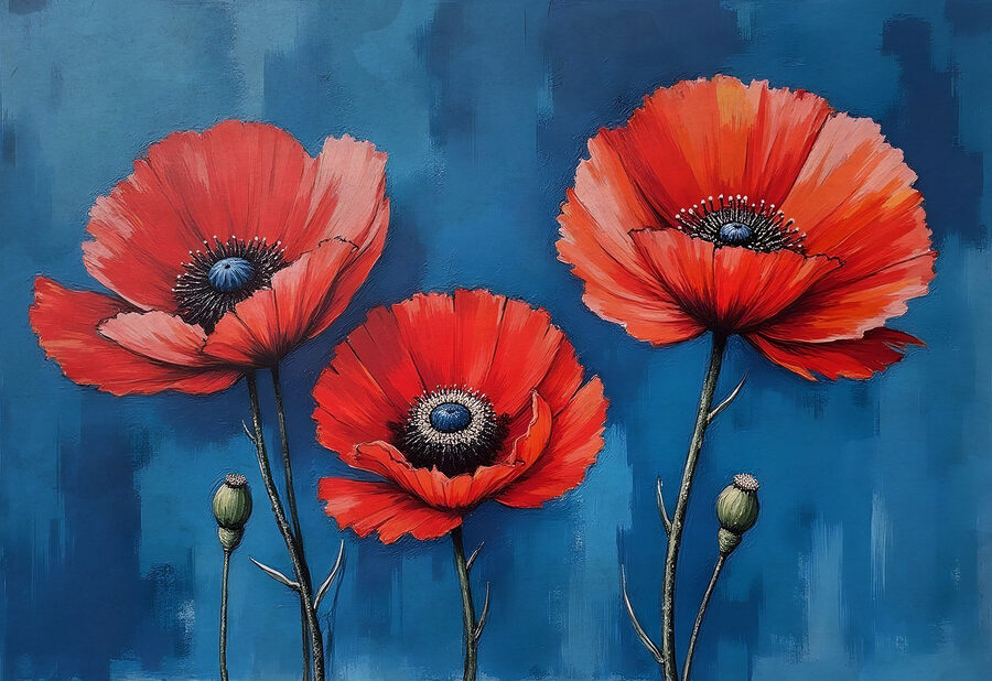 Pintura de flores rojas