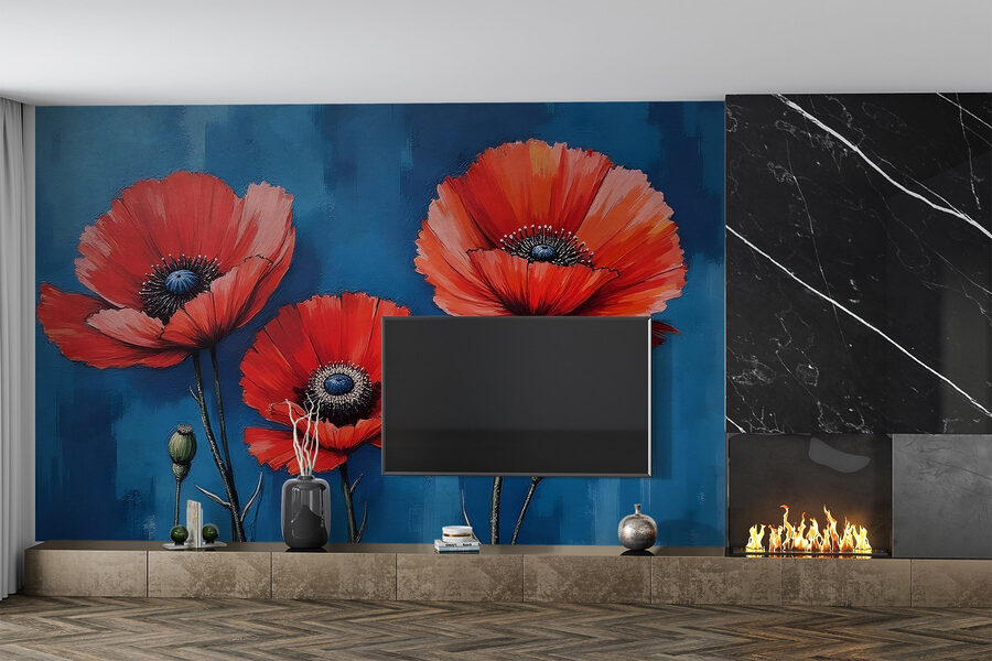 Pintura de flores rojas