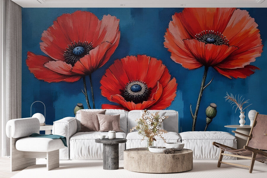 Pintura de flores rojas
