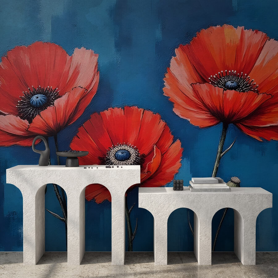 Pintura de flores rojas
