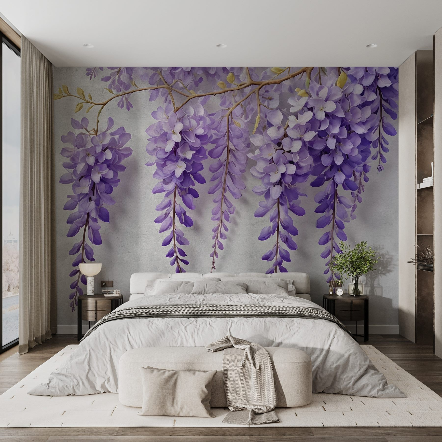 Branch with purple flowers