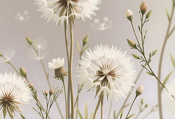 Delicate white flowers in nature