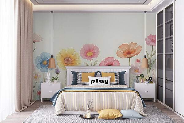 Fotomurales Fotomurales Hilera de flores de colores (SKU: w02613)