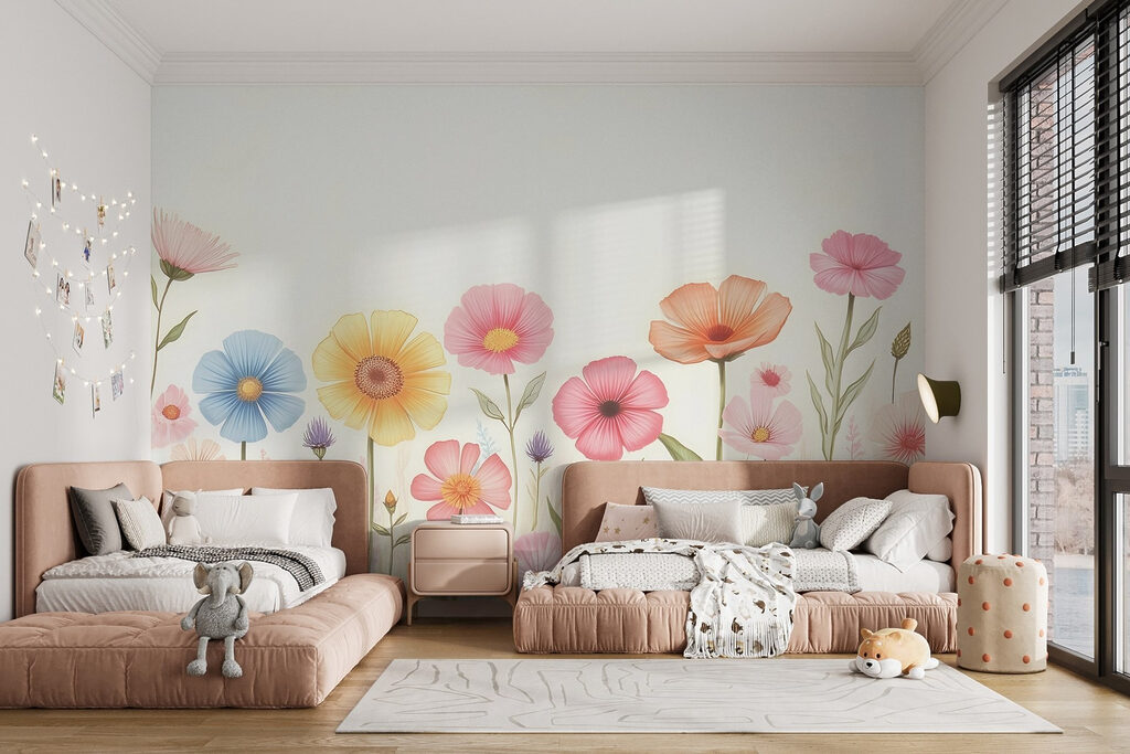 Row of colorful flowers