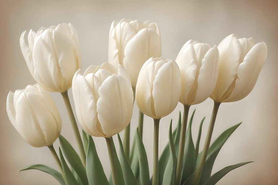 Grupo de tulipanes blancos