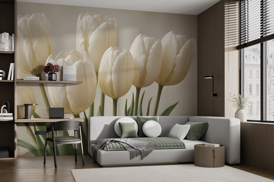 Grupo de tulipanes blancos