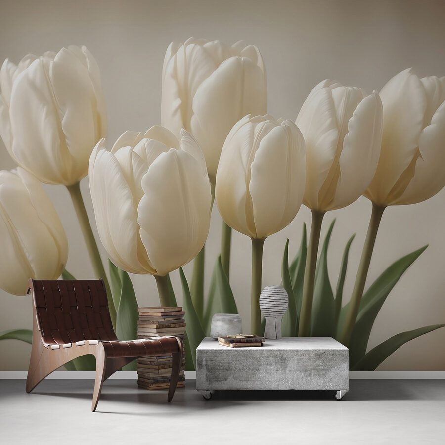 Grupo de tulipanes blancos