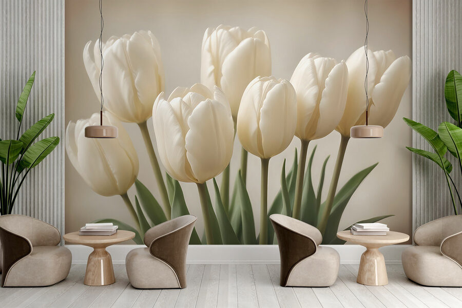 Grupo de tulipanes blancos