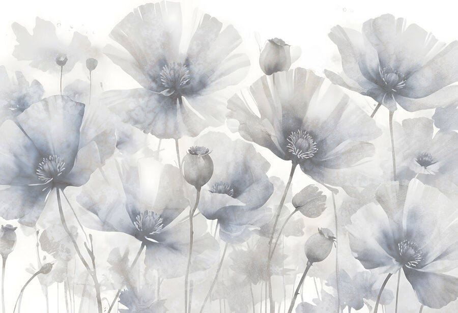 Grupo de flores sobre fondo blanco