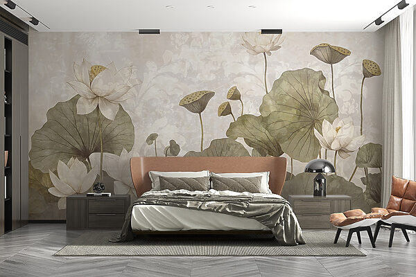 Fotomurales Fotomurales Delicadas flores en serena armonía (SKU: w08527)