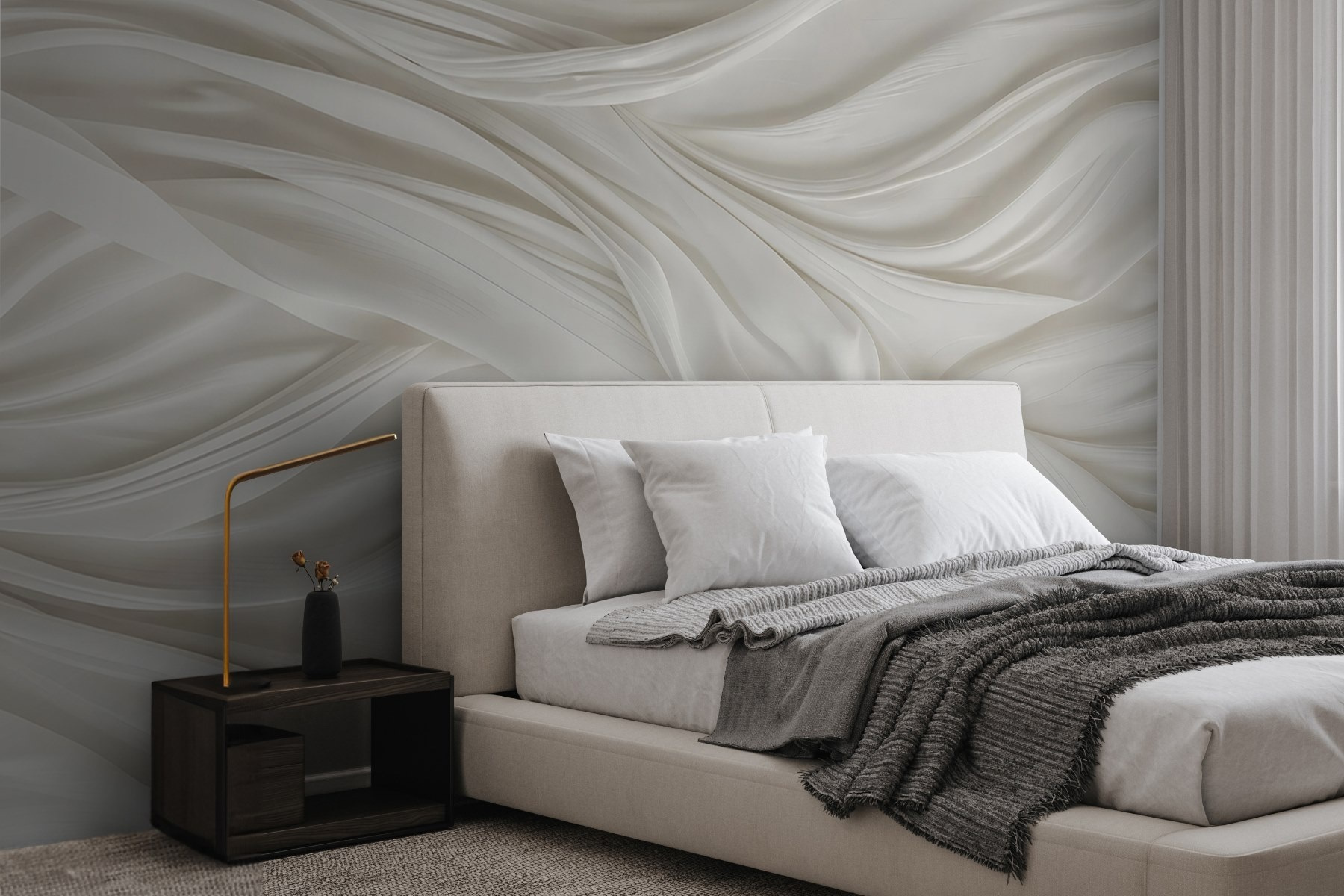 White fabric with folds