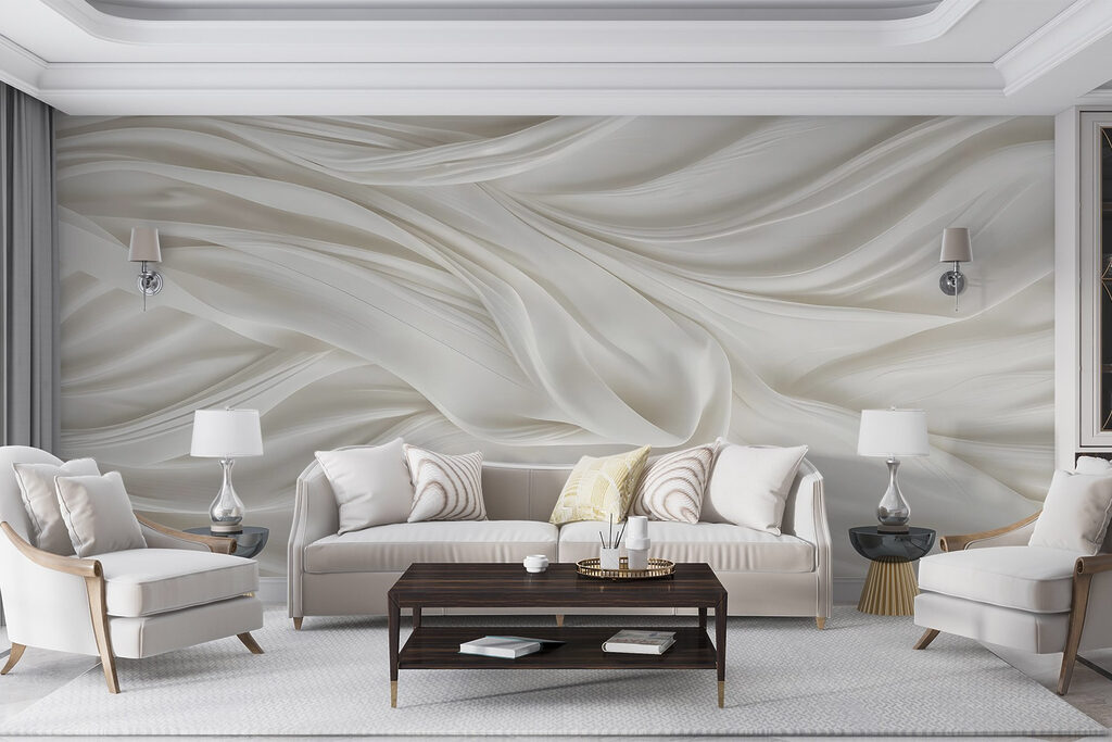 White fabric with folds