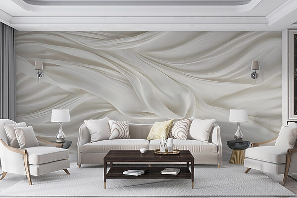 White fabric with folds