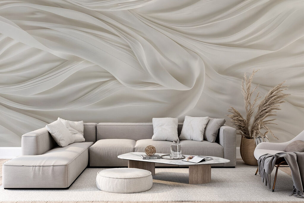 White fabric with folds