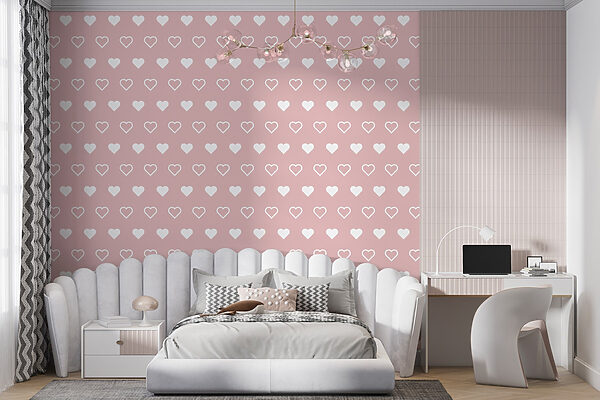 Motivo de corazones blancos sobre fondo rosa Motivo de corazones blancos sobre fondo rosa